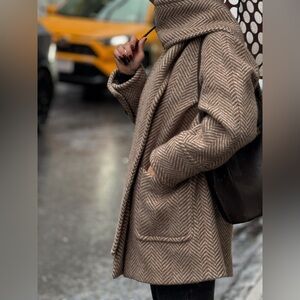 Sezane Nate Herringbone Coat size 42